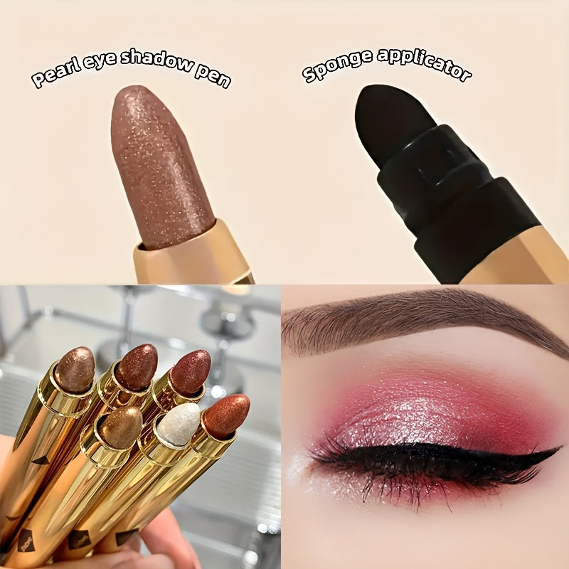 6pcs Colorful Pearlescent Eyeshadow Sticks Water-Resistant Long-Lasting