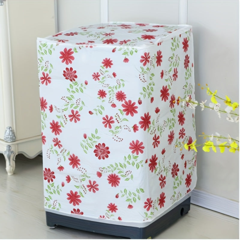 Durable Floral PEVA Washing Machine Cover for Front-Loading Models UV-Resistant Balcony Protection