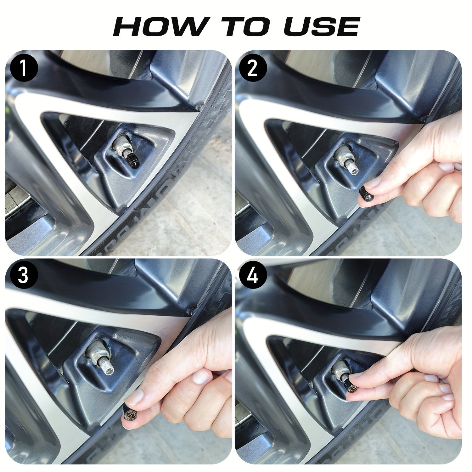 Set of 4 Copper Tire Valve Stem Caps Leopard Print Universal Fit for Cars Trucks Bikes