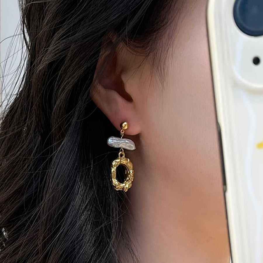 Boho uslubidagi yangi suv barokko marvaridli quloq uzuklari, tabiiy oq Biwa marvaridi bilan, dekabr tug'ilgan toshi uchun mukammal, bohem uslubidagi bayram modasi, qoplamasiz, har kuni kiyish uchun yoki Sevishganlar kuni sovg'asi sifatida ajoyib.