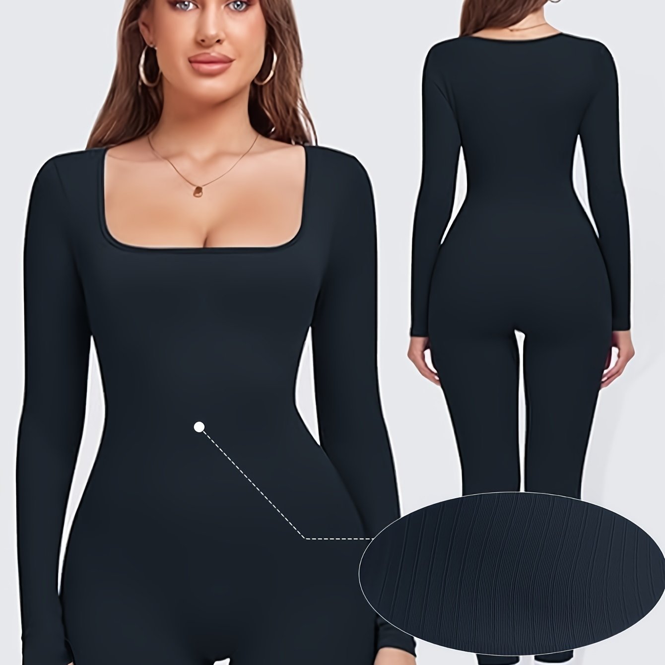Plus Size Women's Tummy Control Seamless Yoga Bodysuit Long Sleeve Shapewear