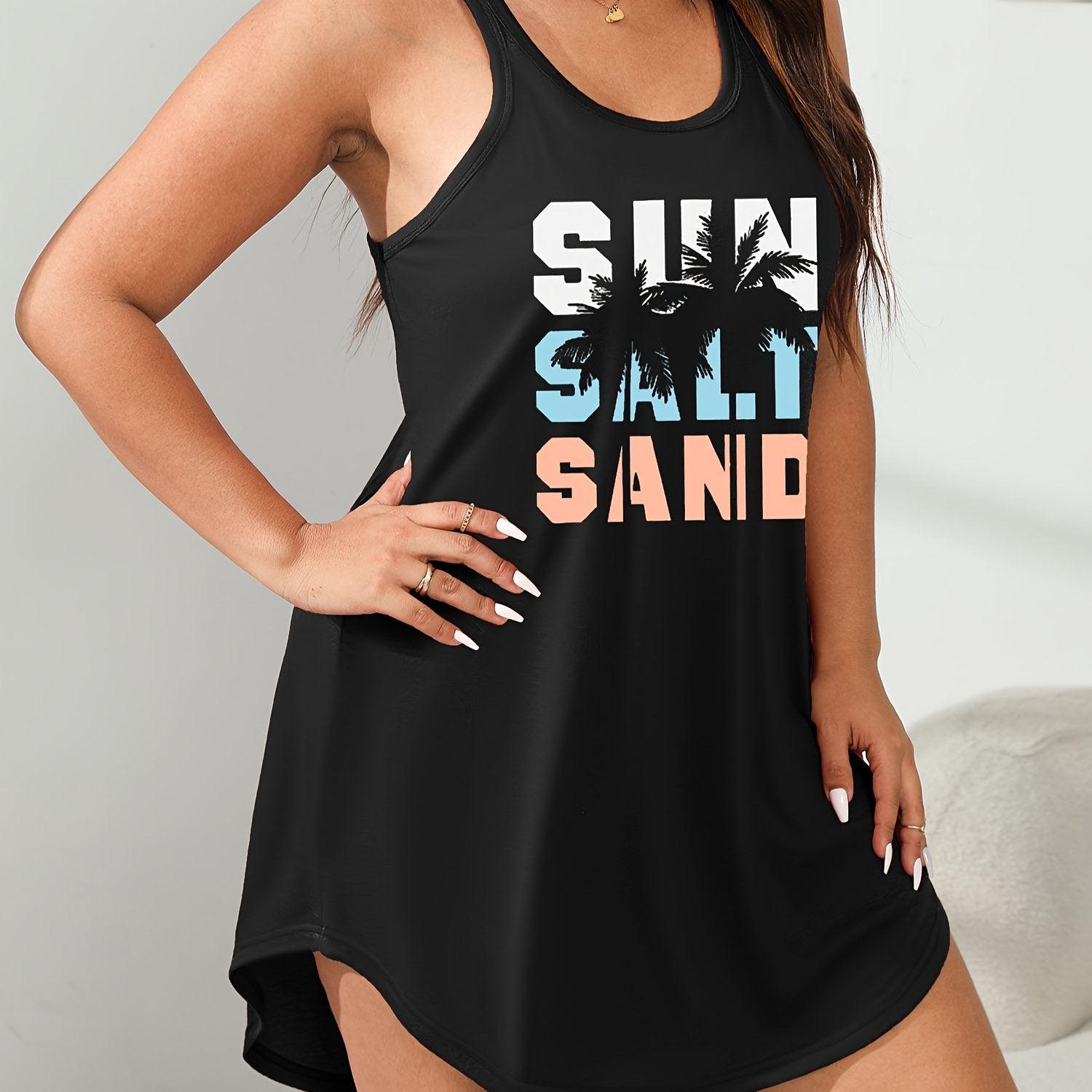 Plus Size Women's Sleeveless Sleep Dress Stretchy Polyester Racerback All-Season