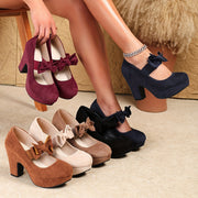 Women's Summer Fashion Bow High Heel Sandals Comfortable Thick Heel