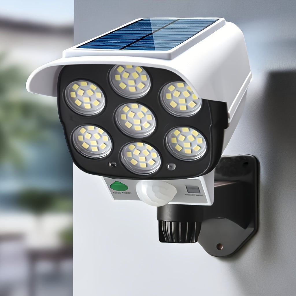 Luz solar de jardín con 77 LEDs, sensor de movimiento, 3 modos, luz de inundación exterior