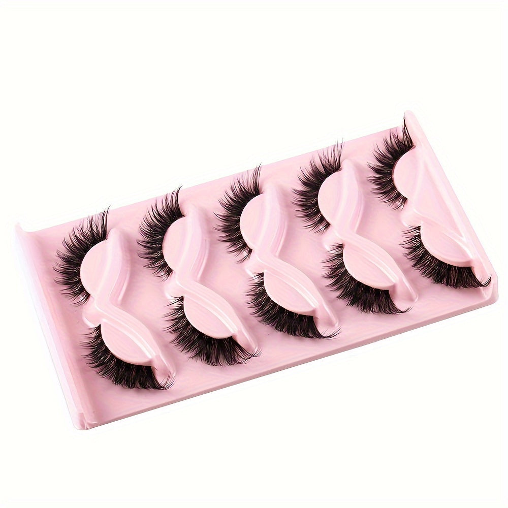 Women False Eyelashes Cat Eye Wing Tail Natural Long Eye Extensions 5 Pairs