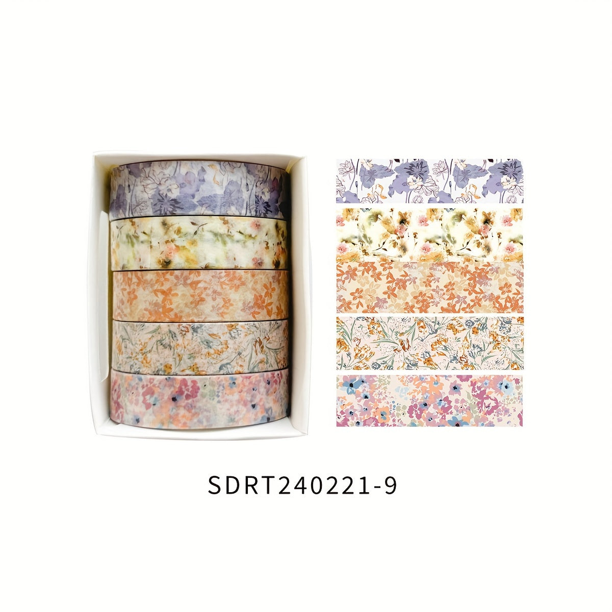 Juego de 5 rollos de cinta washi de la serie de plantas para diarios, manualidades y decoraciones