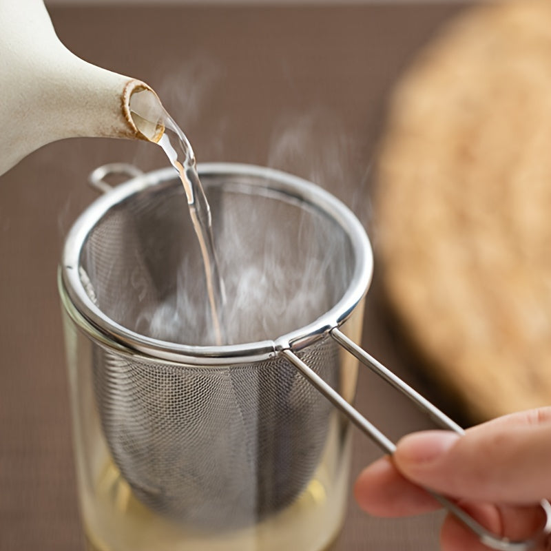 Ситечко для чая из нержавеющей стали - набор из 2 шт., мелкоячеистое ситечко для листового чая, кофе и специй, прочный металлический фильтр для чашек разного размера, необходимый кухонный аксессуар