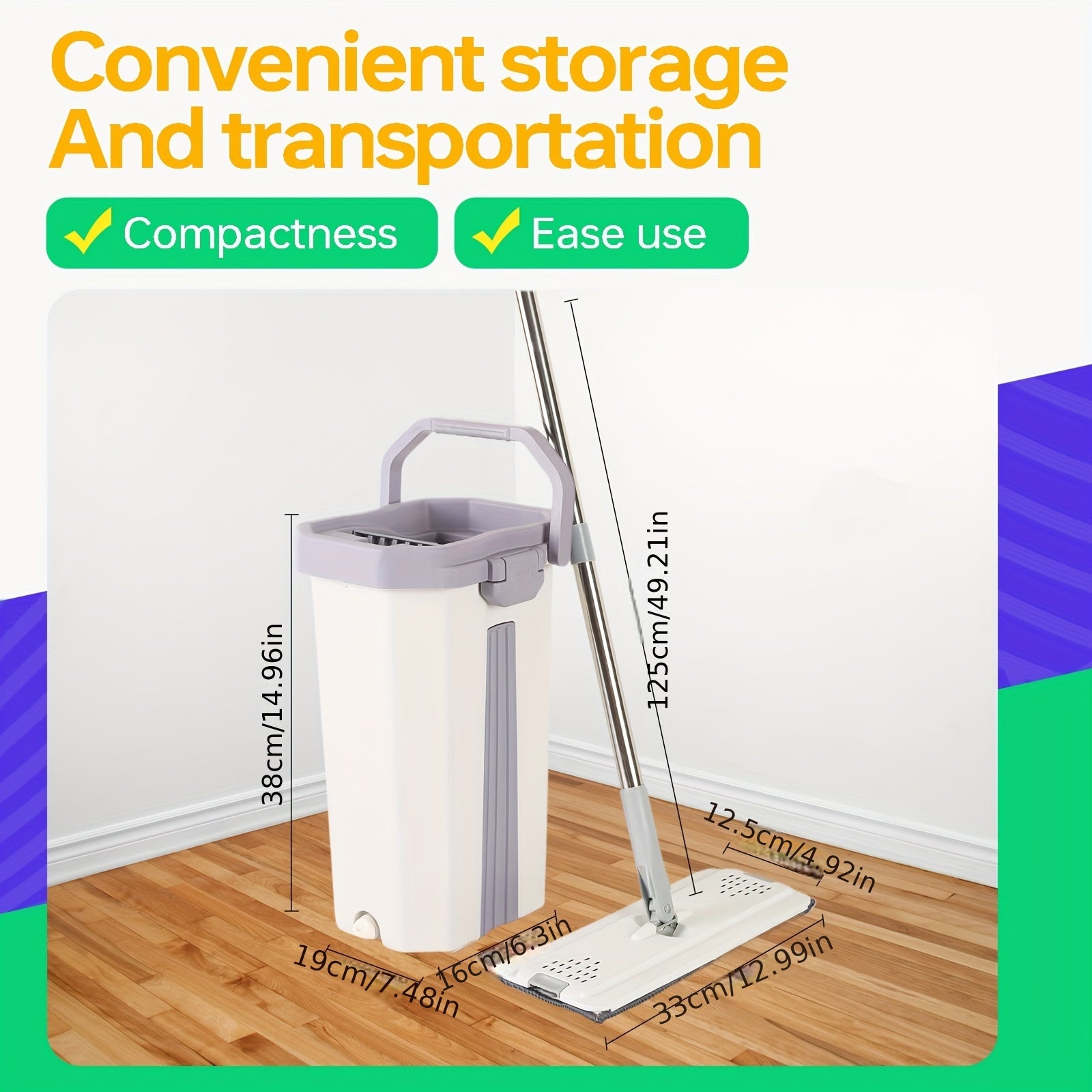 8L mop to'plami, qutisi va mikrotozalash mato bilan oshxona va hammomni tozalash uchun