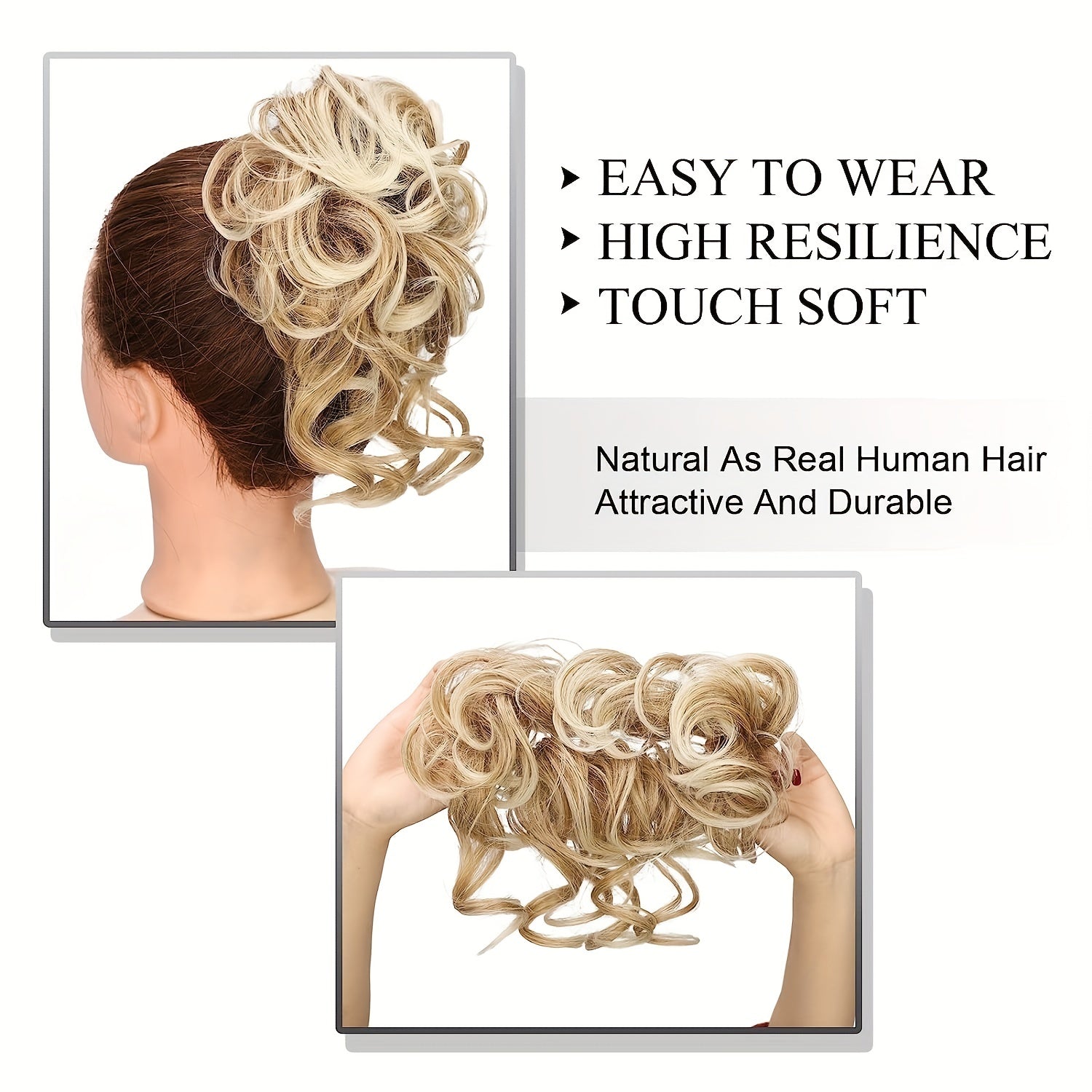 Women Messy Curly Donut Hair Bun Updo Synthetic Hair Extension 25.4cm