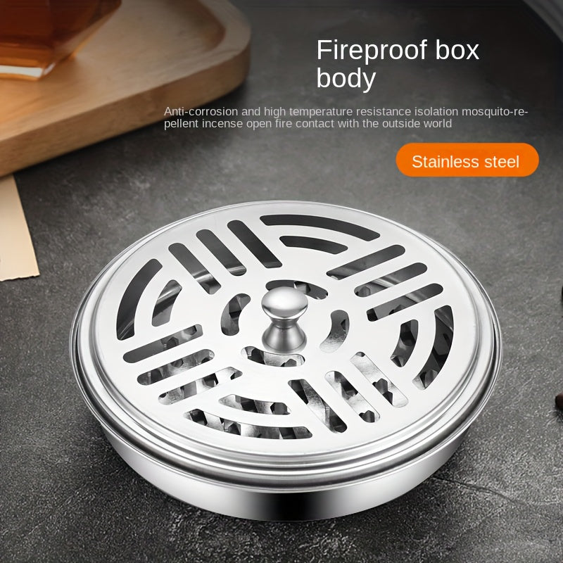 Portable Stainless Steel Mosquito Coil Box 1 or 3 Pack Easy-Clean Indoor Outdoor