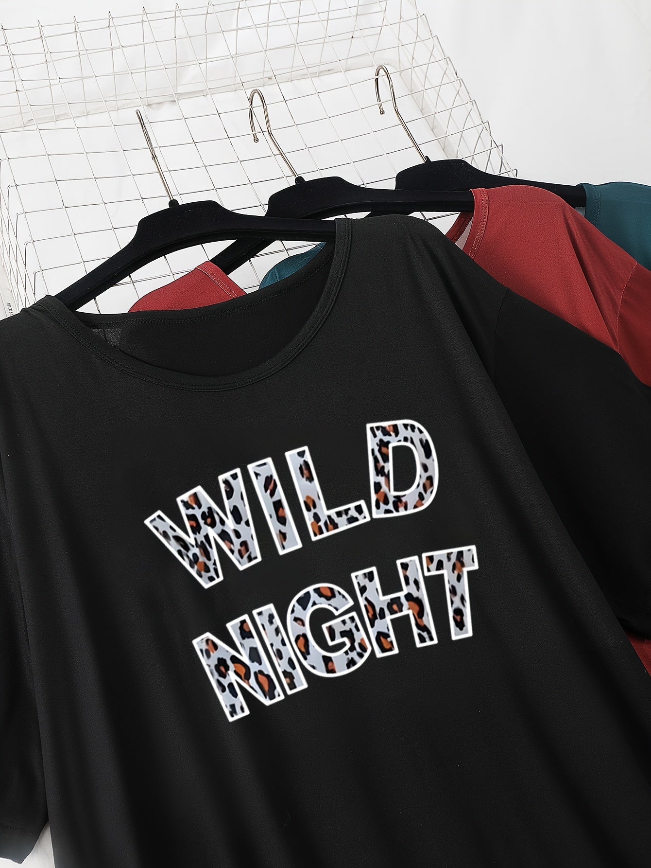 Women's 3pcs Letter Print Sleepwear Soft Stretch Short Sleeve Pajamas