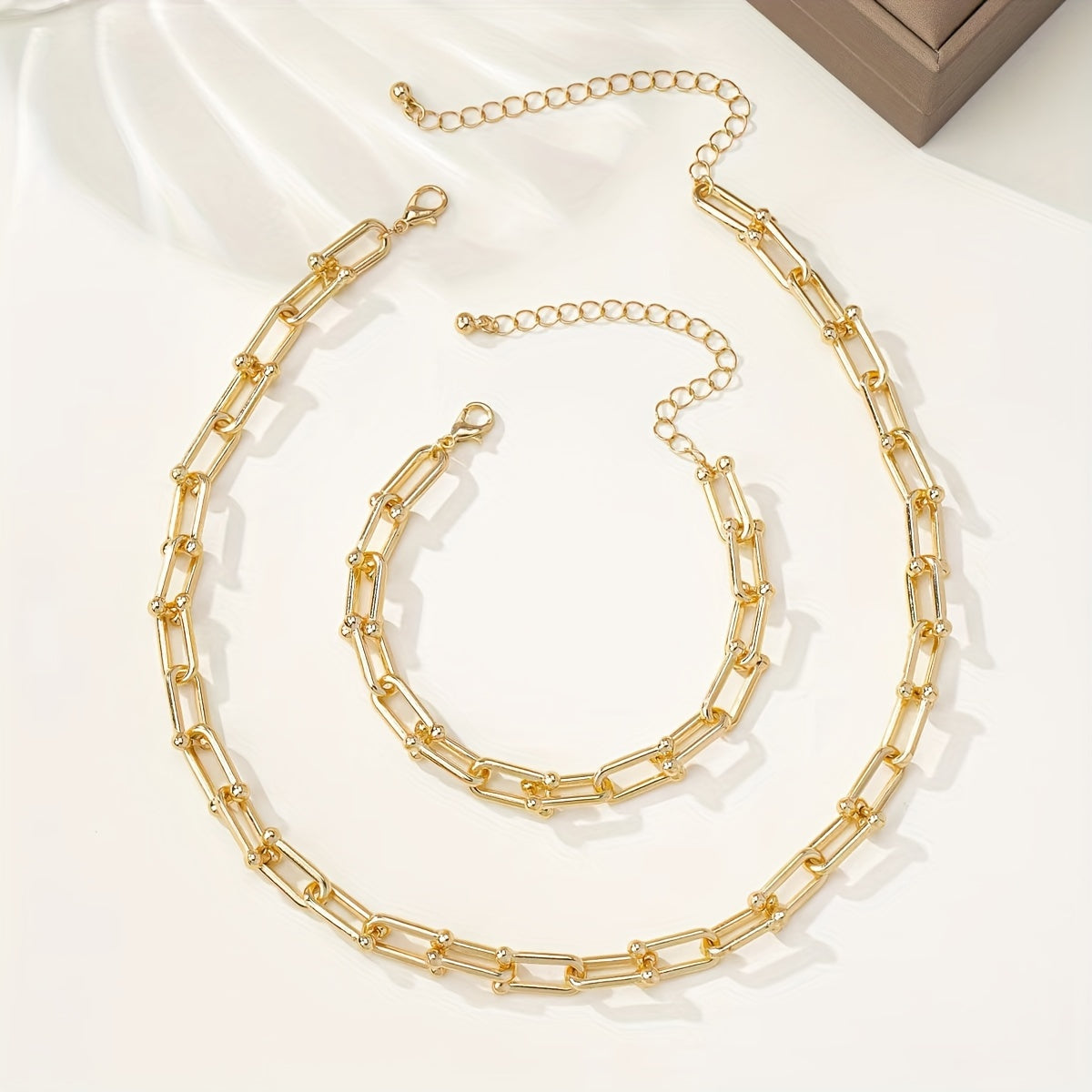 2-Piece U-Shaped Chain Necklace and Bracelet Set Zinc Alloy for Everyday or Night Out