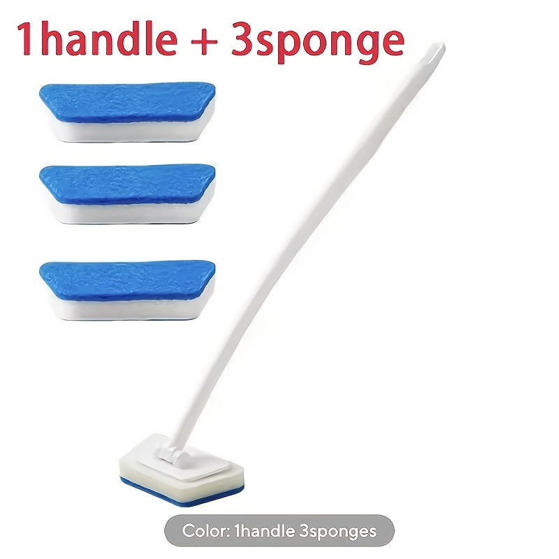 Set of 4 Multi-Use Cleaning Brushes with Long Handle and Detachable Heads