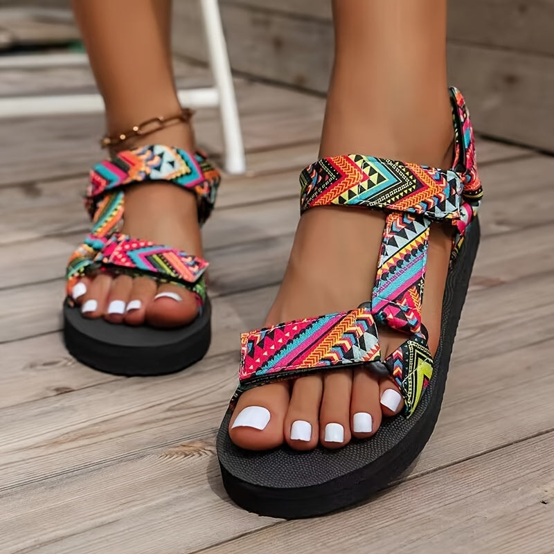 Women's Flat Sandals Open Toe Lightweight Tribal Pattern Casual Summer