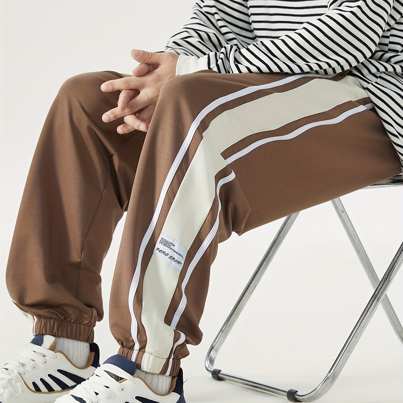 Pantalones deportivos sueltos para hombres para verano y otoño, tallas grandes, patrón geométrico casual, poliéster elastano