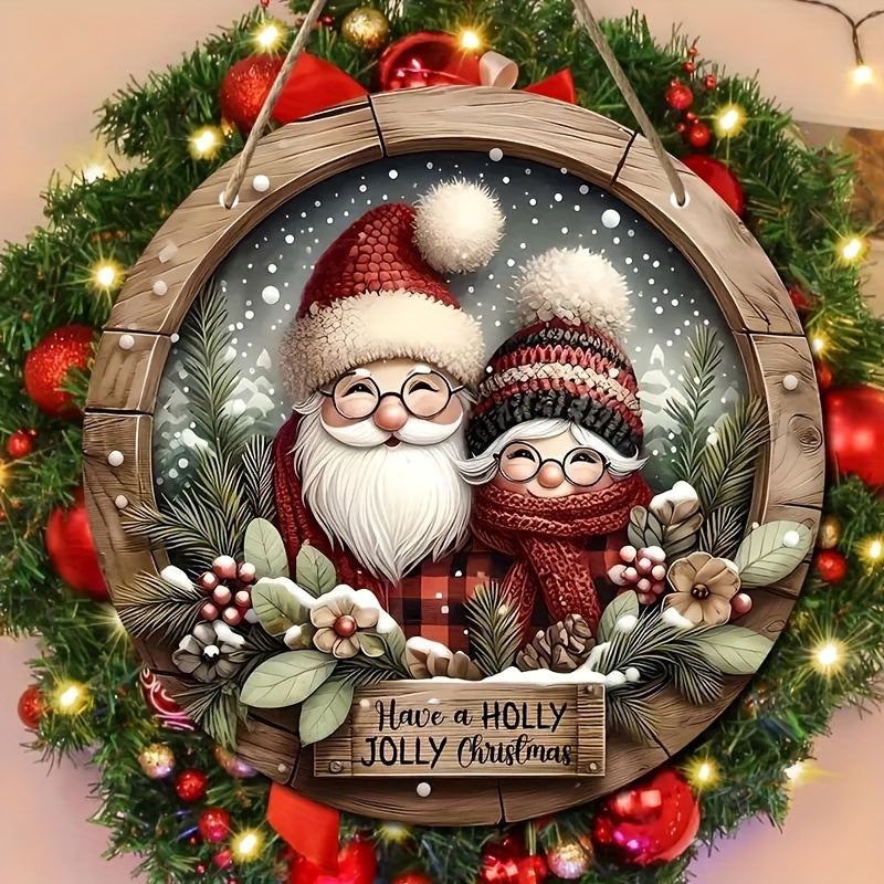 Wooden Christmas Wreath 20.07cm Door Wall Hanging Decorative Gift