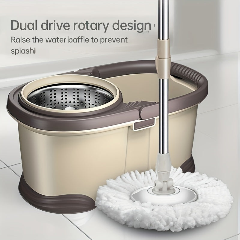 Automatic Rotation Mop Set with Bucket and 3 Replacement Heads for Wood Floors