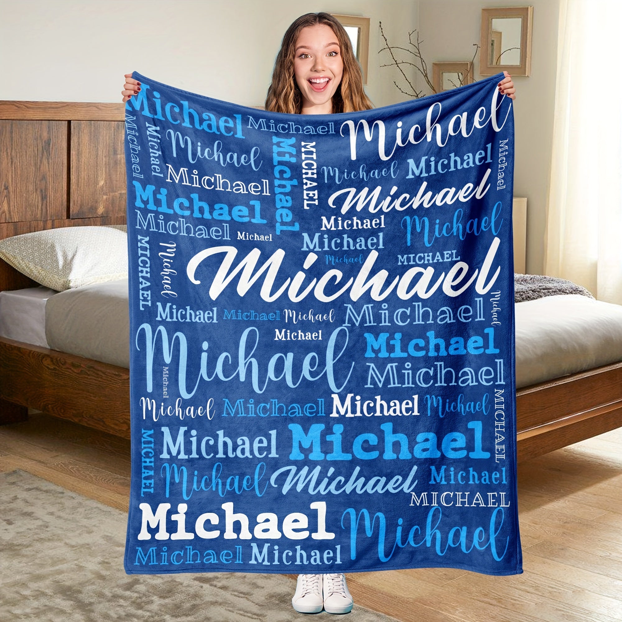 Personalized Name Blanket Flannel Throw with Purple Butterfly Hypoallergenic Machine Washable for Couch Bed Camping