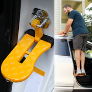 Foldable Aluminum Car Door Step with Safety Hammer and Anti-Skid Wheel Multi-Functional Roof Rack Hook