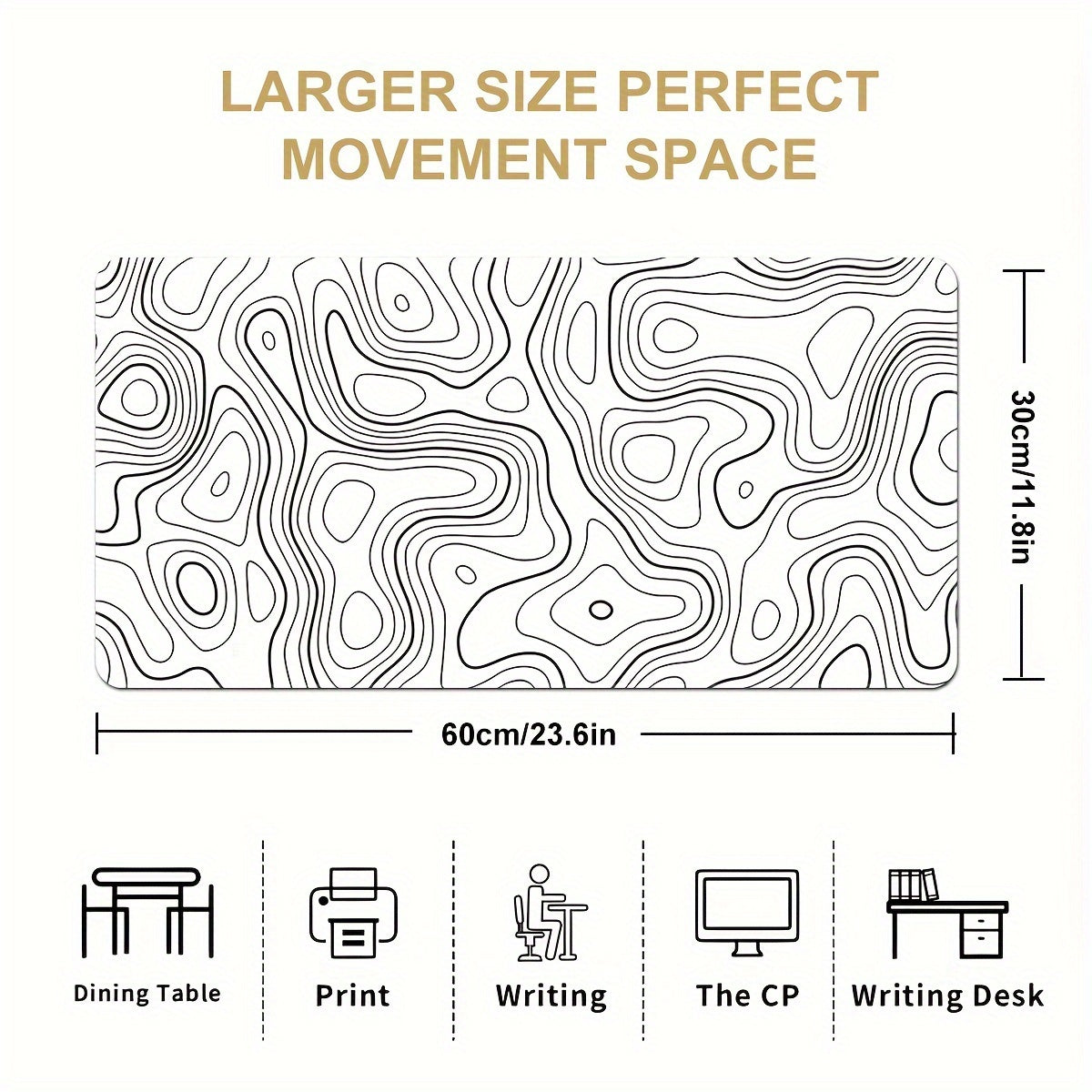 Large Multicolour Topographic Contour Gaming Mouse Pad Non-Slip Stitched Edge Various Sizes