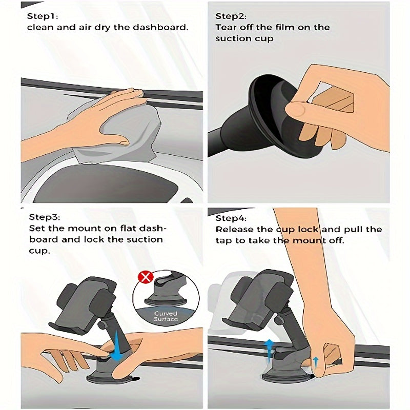 Car Phone Holder Mount for Dashboard Universal Cellphone Stand Black