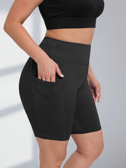Plus Size High-Waisted Yoga Shorts Breathable Workout Leggings with Pockets