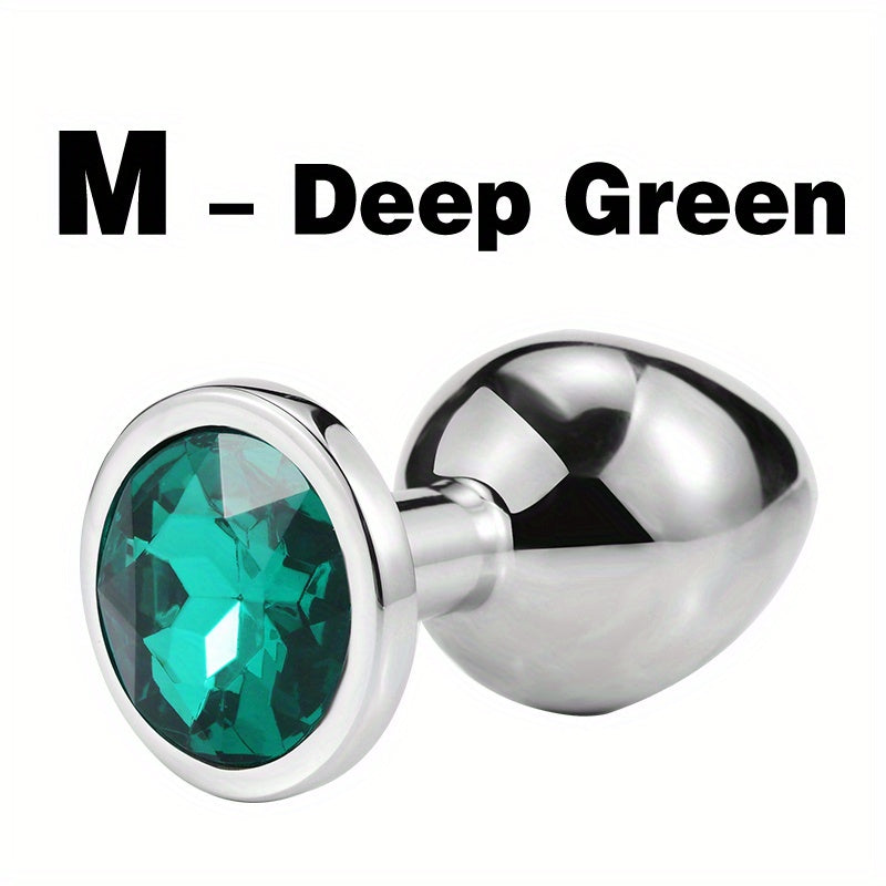 Adult Metal Anal Plug Butt Plug with Gem Base, Couples Sex Toy