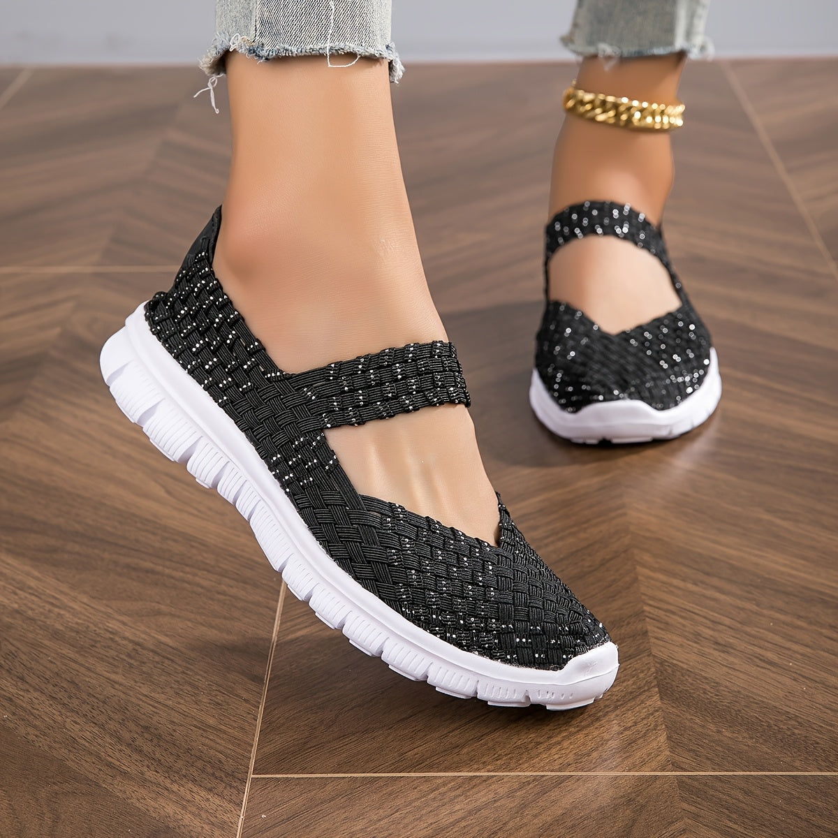 Women's Slip-On Shoes Colorful Beaded Flat Comfort Footwear