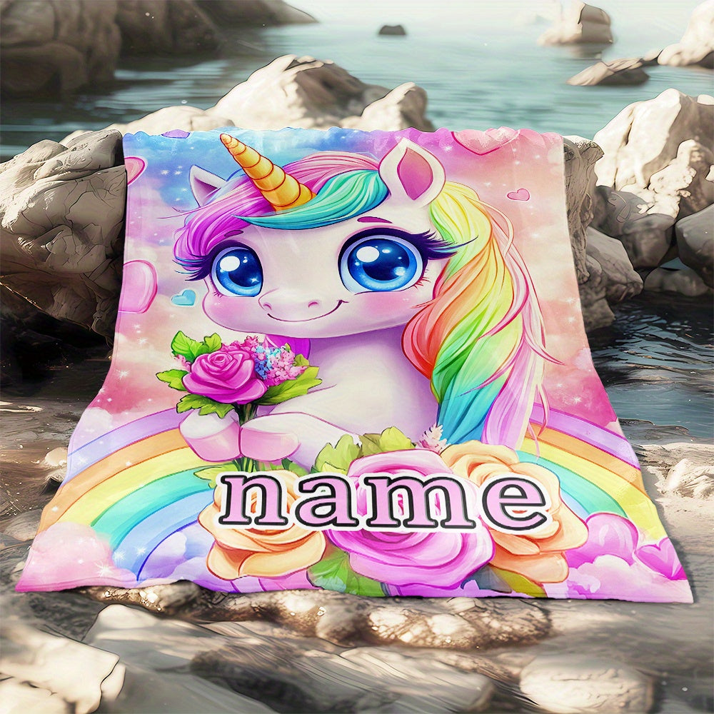 Personalized Mythical Creature Fleece Blanket Soft Cozy Gift for Sofa Bed Travel