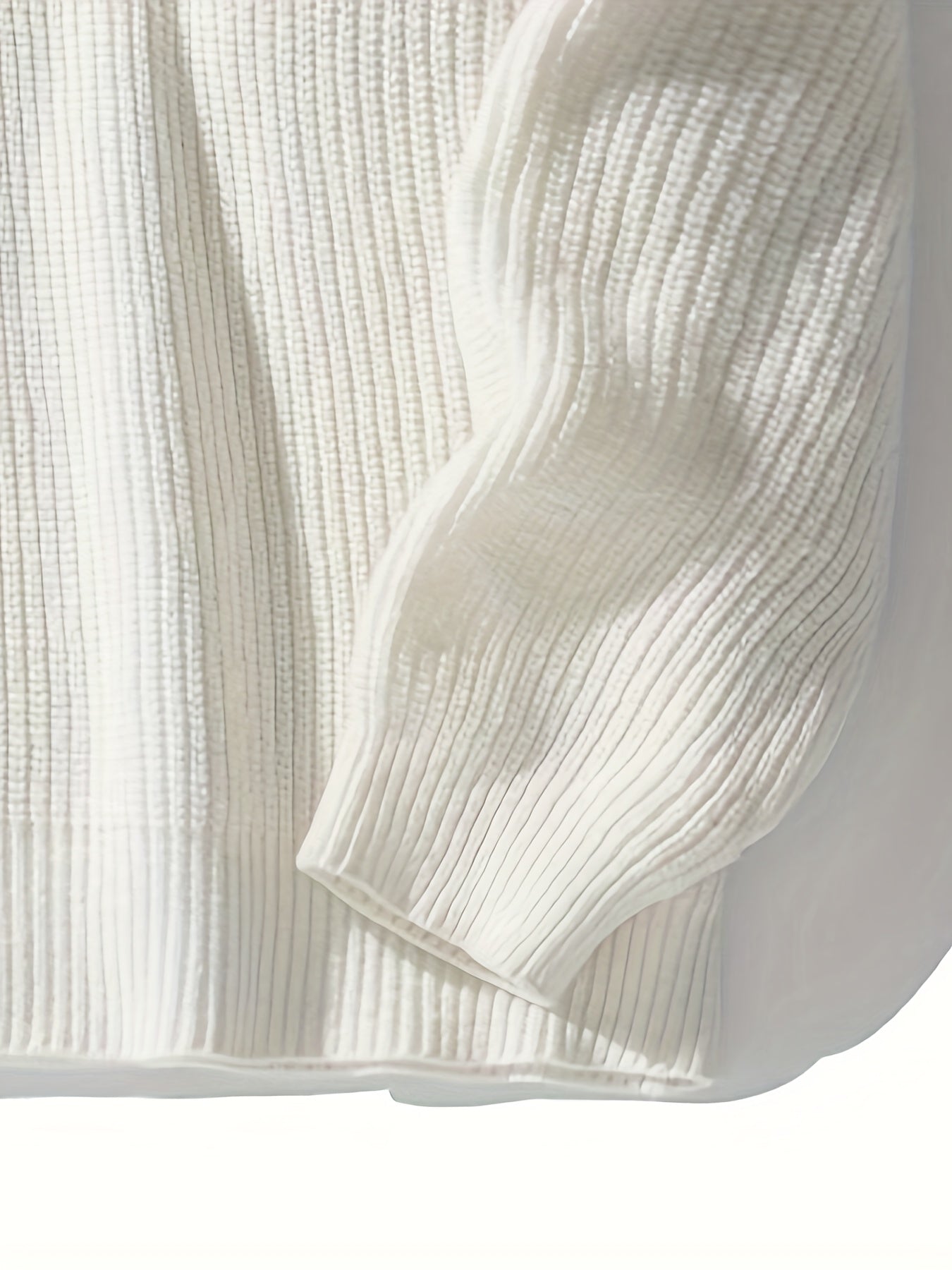 Men's Casual Ribbed Knit Sweater Crew Neck Loose Fit Fall Winter Polyester