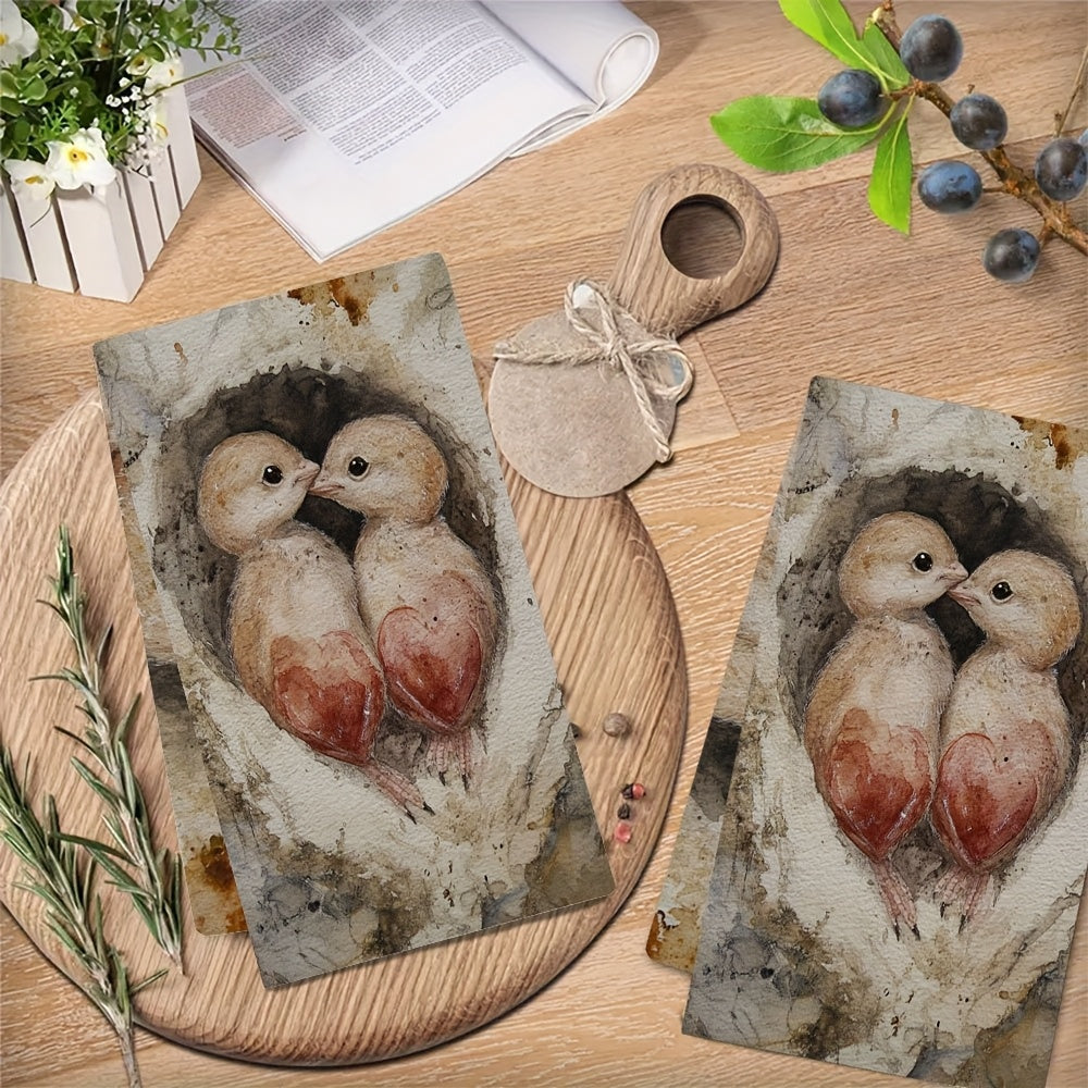 2 ta Valentin tuxumlari oshxona sochiqlari to'plami - Bayram bezaklari uchun ultra yumshoq va yuqori so'riladigan idish qo'l sochiqlari, mashinada yuvish mumkin - 16x24 dyuym