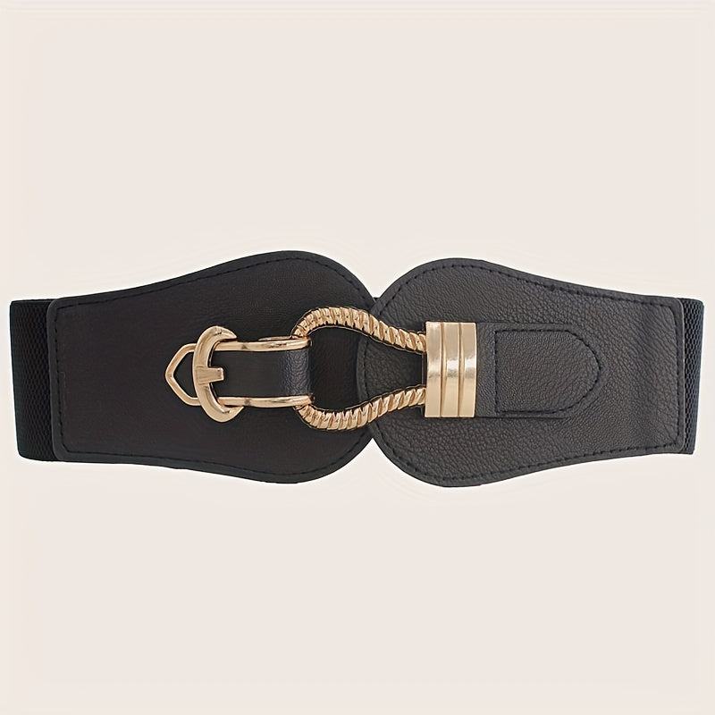 Wide Elastic Waist Belt for Women Faux Leather Dress Coat Fashion Accessory