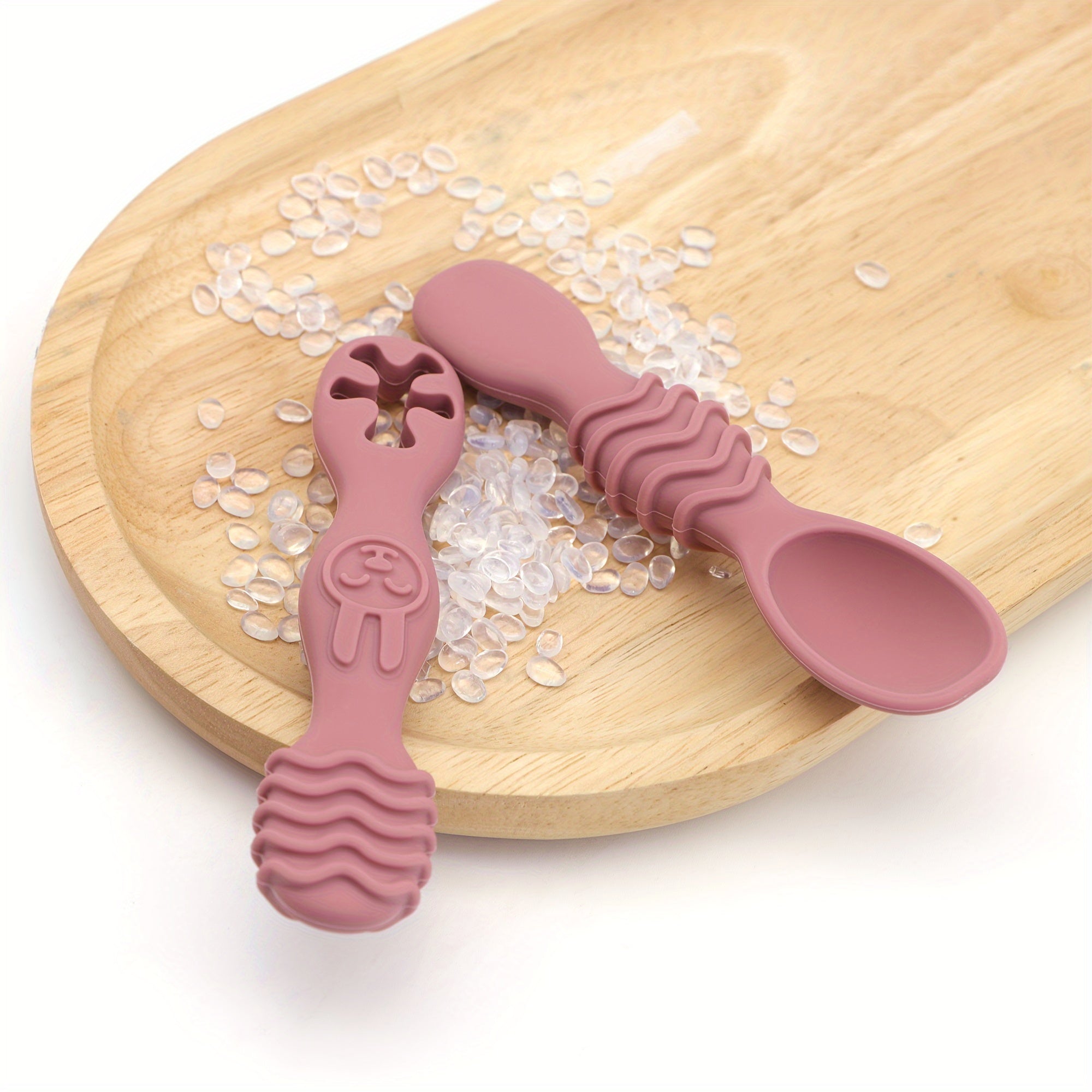 Children's Silicone Feeding Set 2-Piece Soft Spoon and Fork for Kids