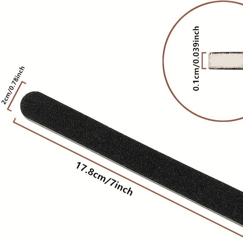 Professional Double-Sided Nail Files 5-Pack Black Emery Boards Manicure Pedicure