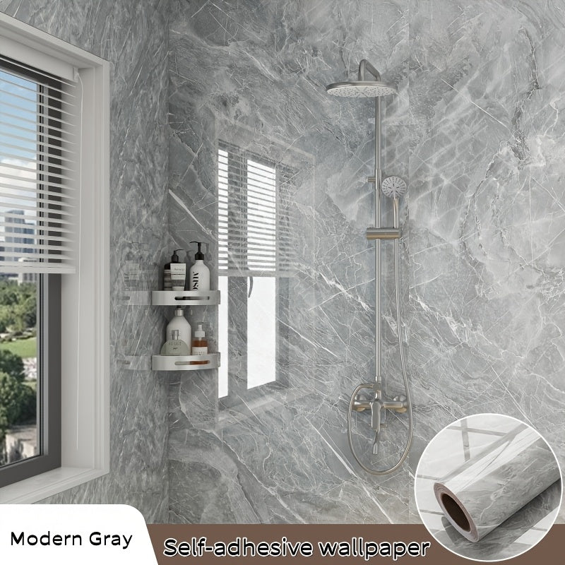 1 Rulon Oson Qo'llaniladigan Marmar Ta'sirli Vinil Devor Stikeri, O'z-o'zidan yopishqoq va olib tashlanadigan Kontakt Qog'ozi Tez Vanna Xonasini Yangilash uchun, Suvga chidamli Qog'oz TV Foniga, Stol usti va