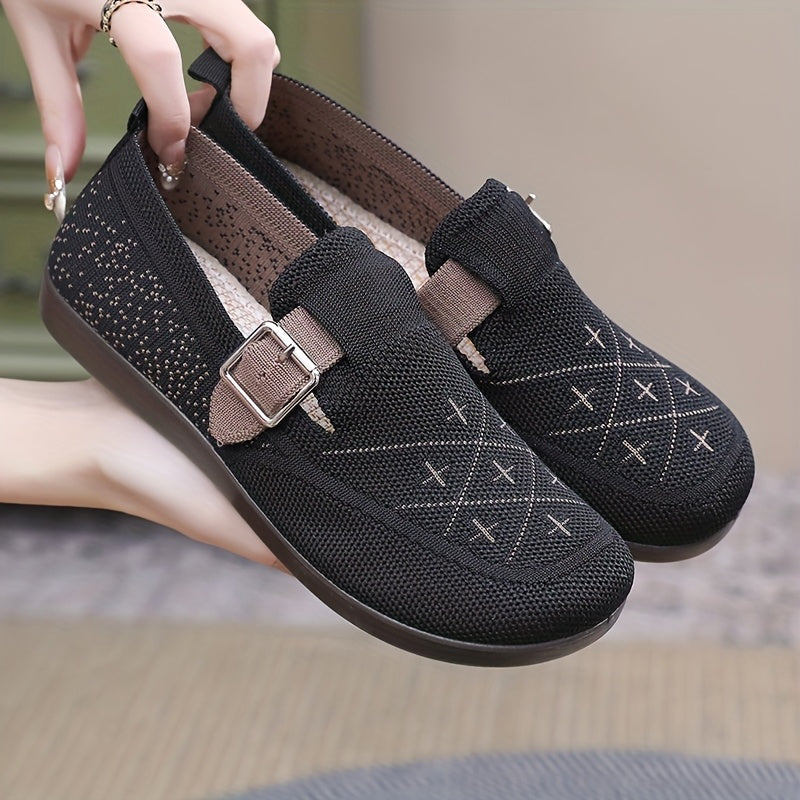 Women's Slip-On Flats Breathable Fabric Comfortable Walking Shoes