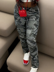 Women's Plus Size Camo Cargo Jeans Stretch Denim Straight Leg Casual Pants