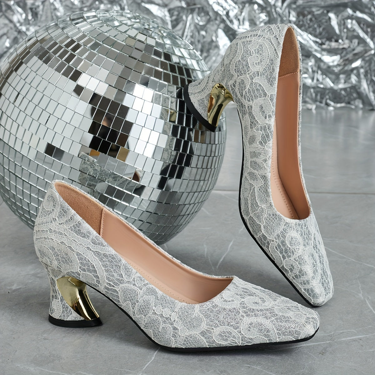 Women's Square Toe Stiletto Pump with Fabric Upper and TPU Sole