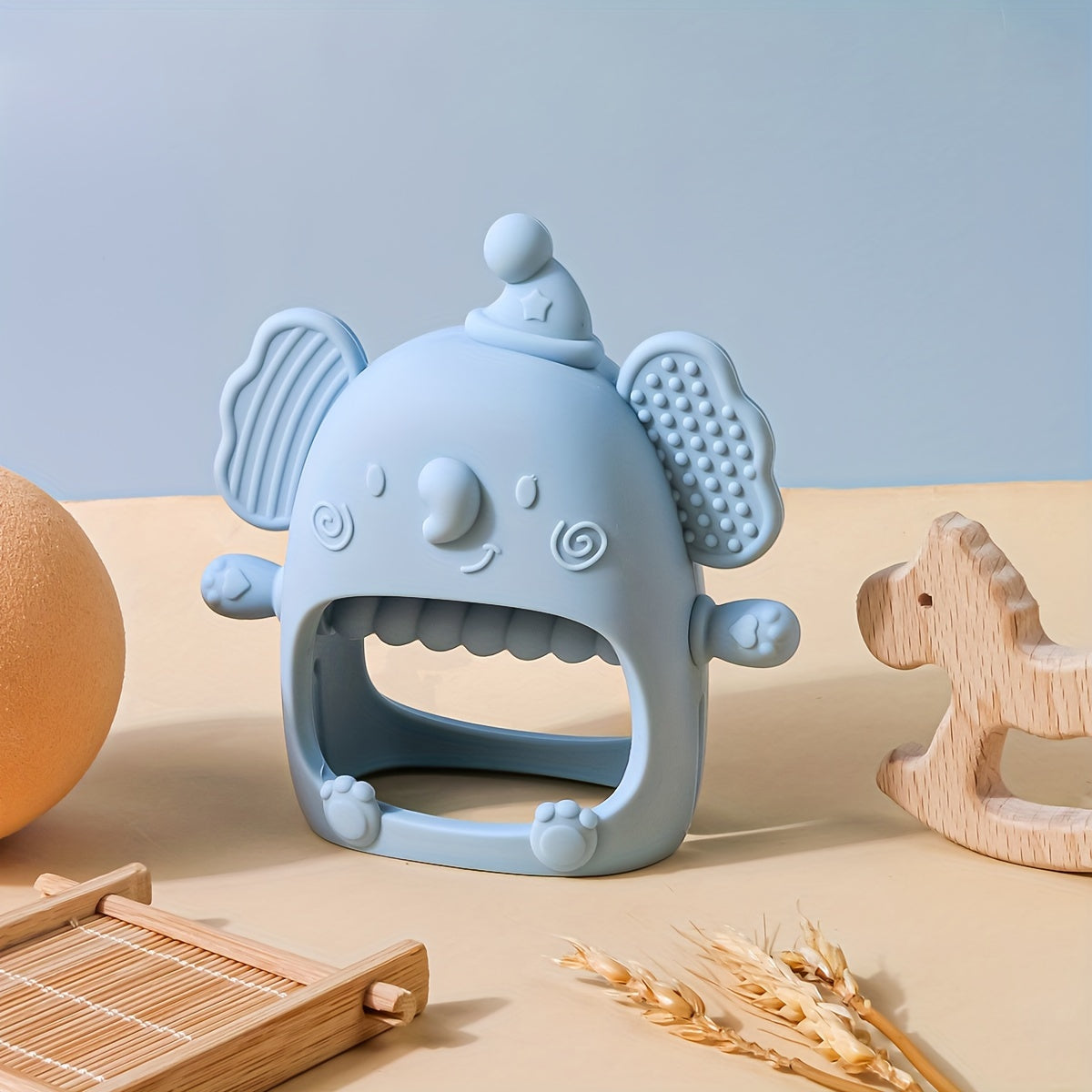 Силиконовая прорезыватель для малышей от 6 месяцев, без BPA, жевательная игрушка, ручной соска