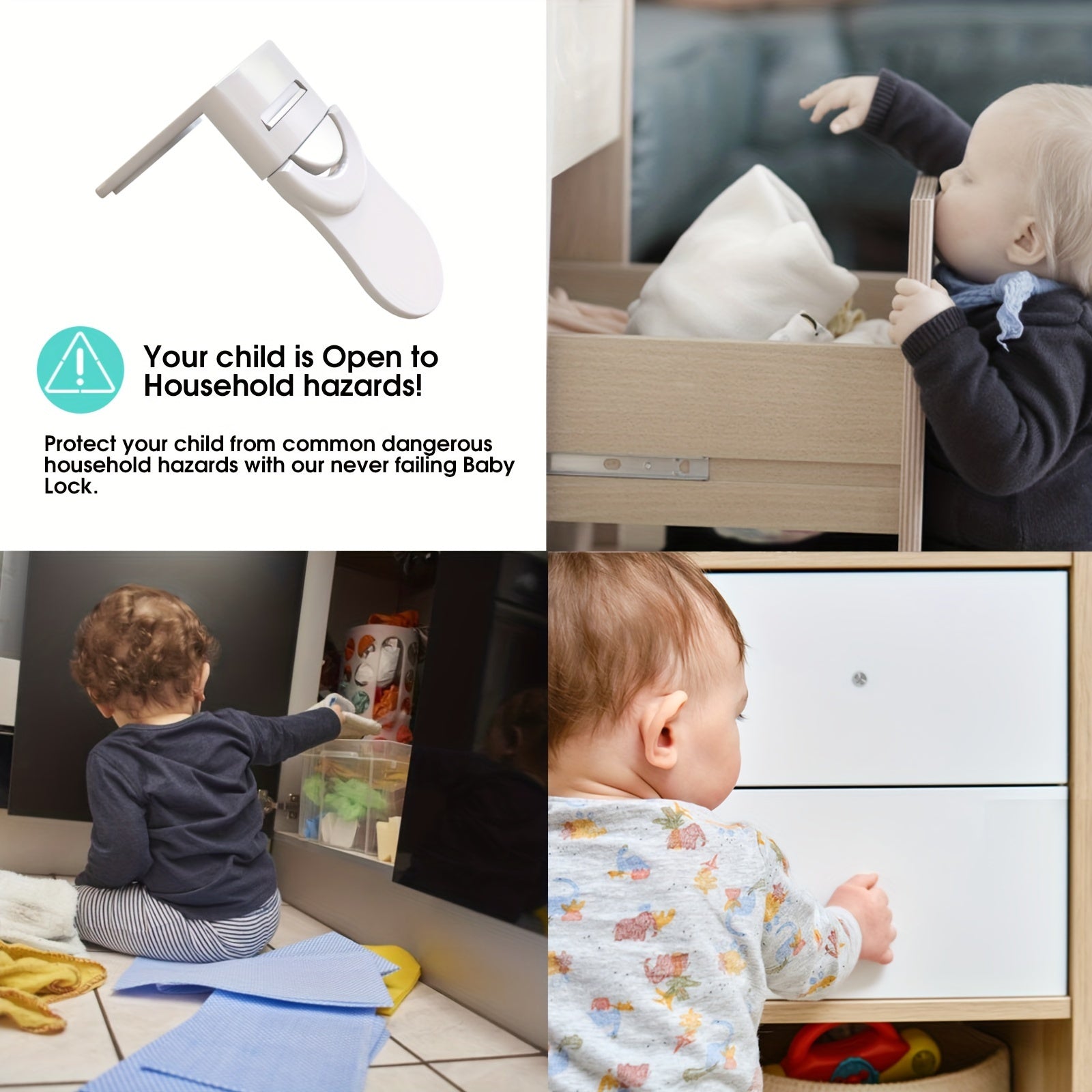 5-Pack ABS Cabinet Locks for Drawers and Fridges Child Safety No Drilling