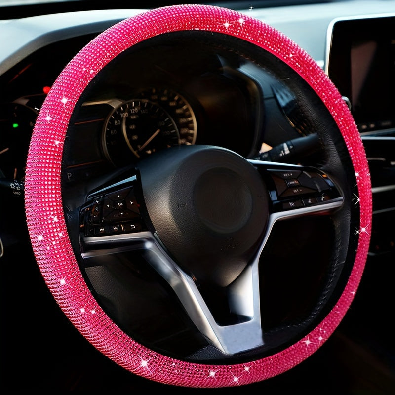 Bling Car Steering Wheel Cover Stretch Spandex Ko'pchilik transport vositalariga mos keladi, ichki halqa yo'q