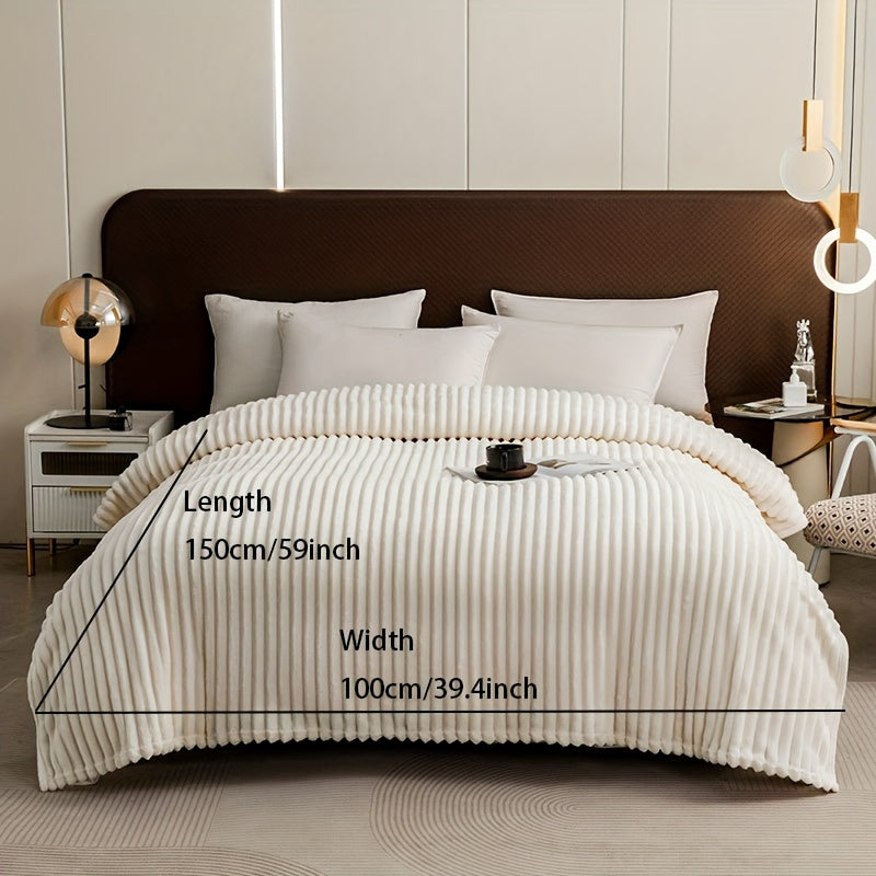 Manta de felpa con rayas Wave Stripe blanca para todas las estaciones, suave y acogedora