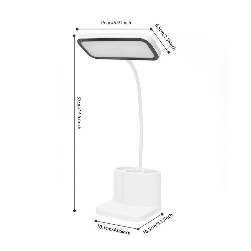 LED Desk Lamp with Touch Control Adjustable Gooseneck Rechargeable Battery White for Home Office Dorm Reading