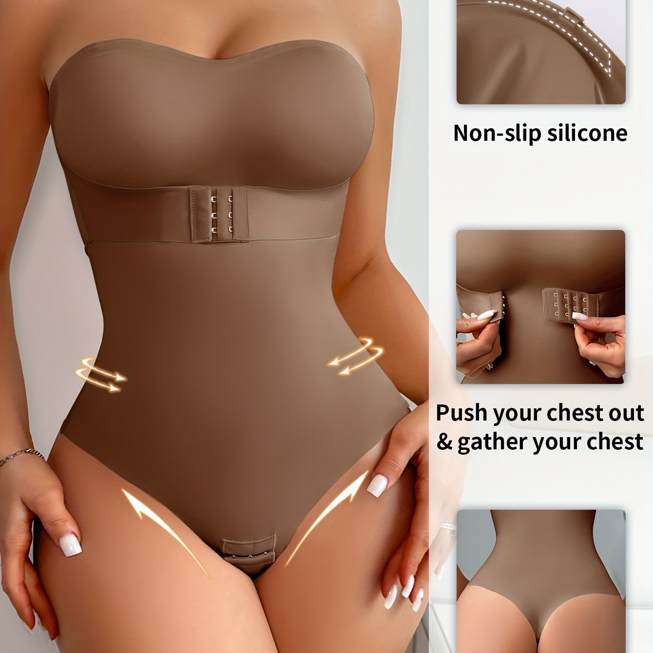 Braless Shaping Bodysuit with Hip Liner for Body Contouring and Seamless Fit