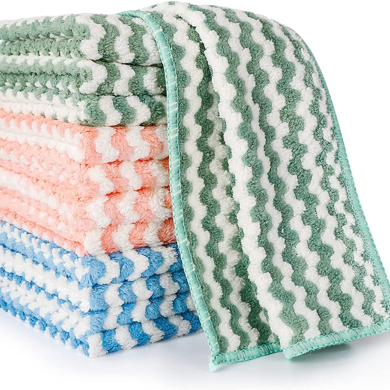 12pcs Bamboo Charcoal Fiber Kitchen Dish Towels Highly Absorbent Fast Drying Nonstick Washable