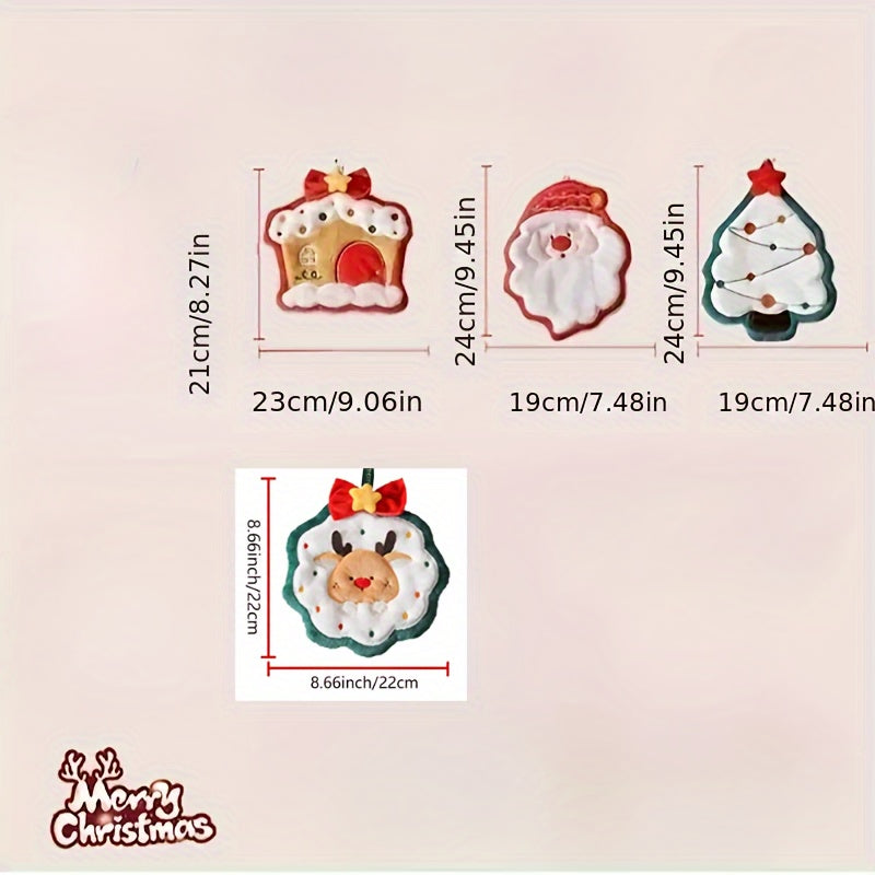 Набор полотенец для пальцев с рождественской тематикой с изображениями Санты, рождественской елки и дома, быстро сохнущие, впитывающие