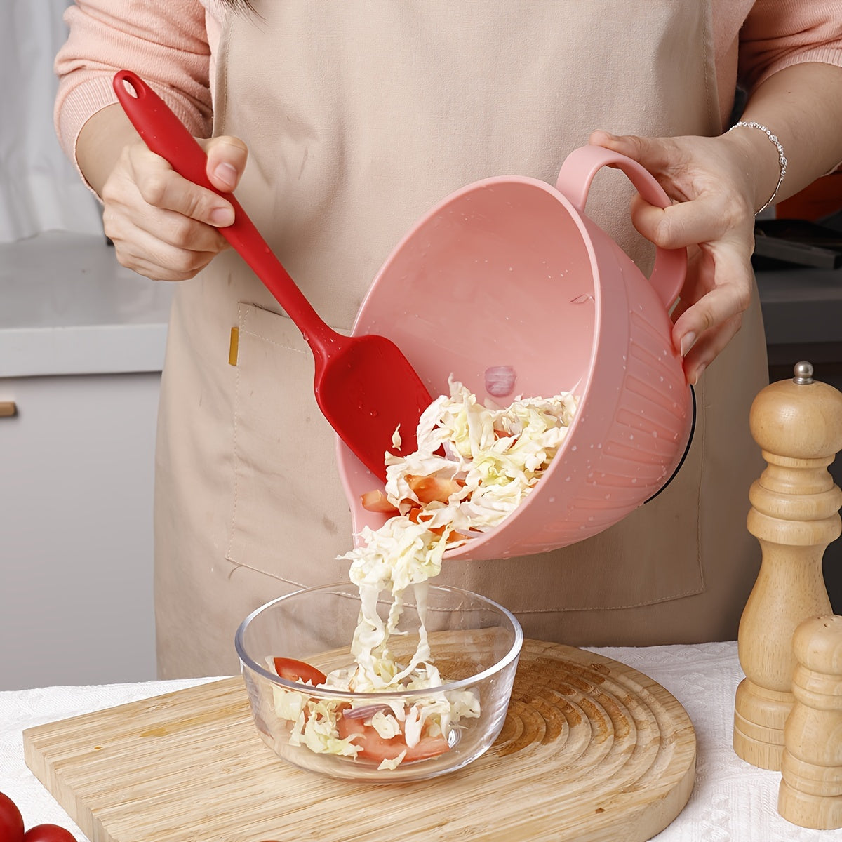 Large Capacity Nordic-Inspired PP Baking Bowl with Handle for Mixing and Storage