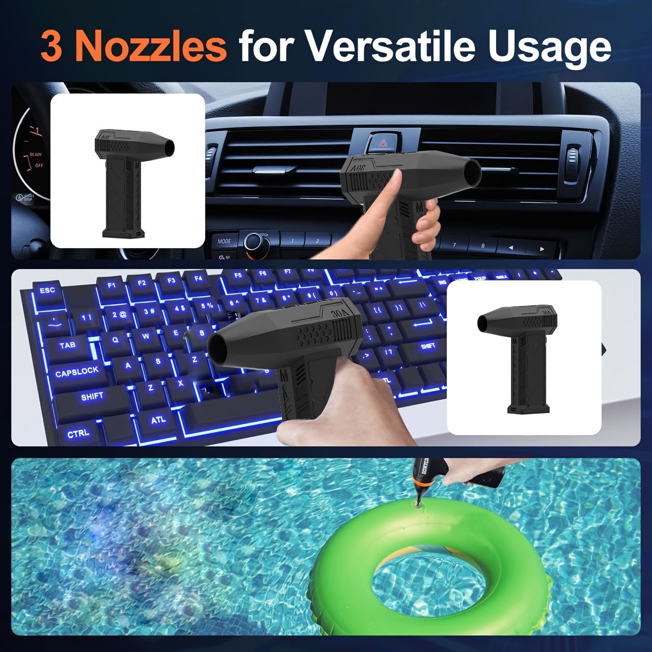 High-Speed Metal Blower Fan 200W USB Rechargeable 110000 RPM for Air Dust Snow