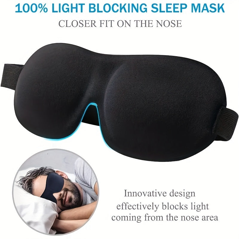 Black Sleep Mask 3D Contoured Eye Mask for Adults Men Women Hypoallergenic