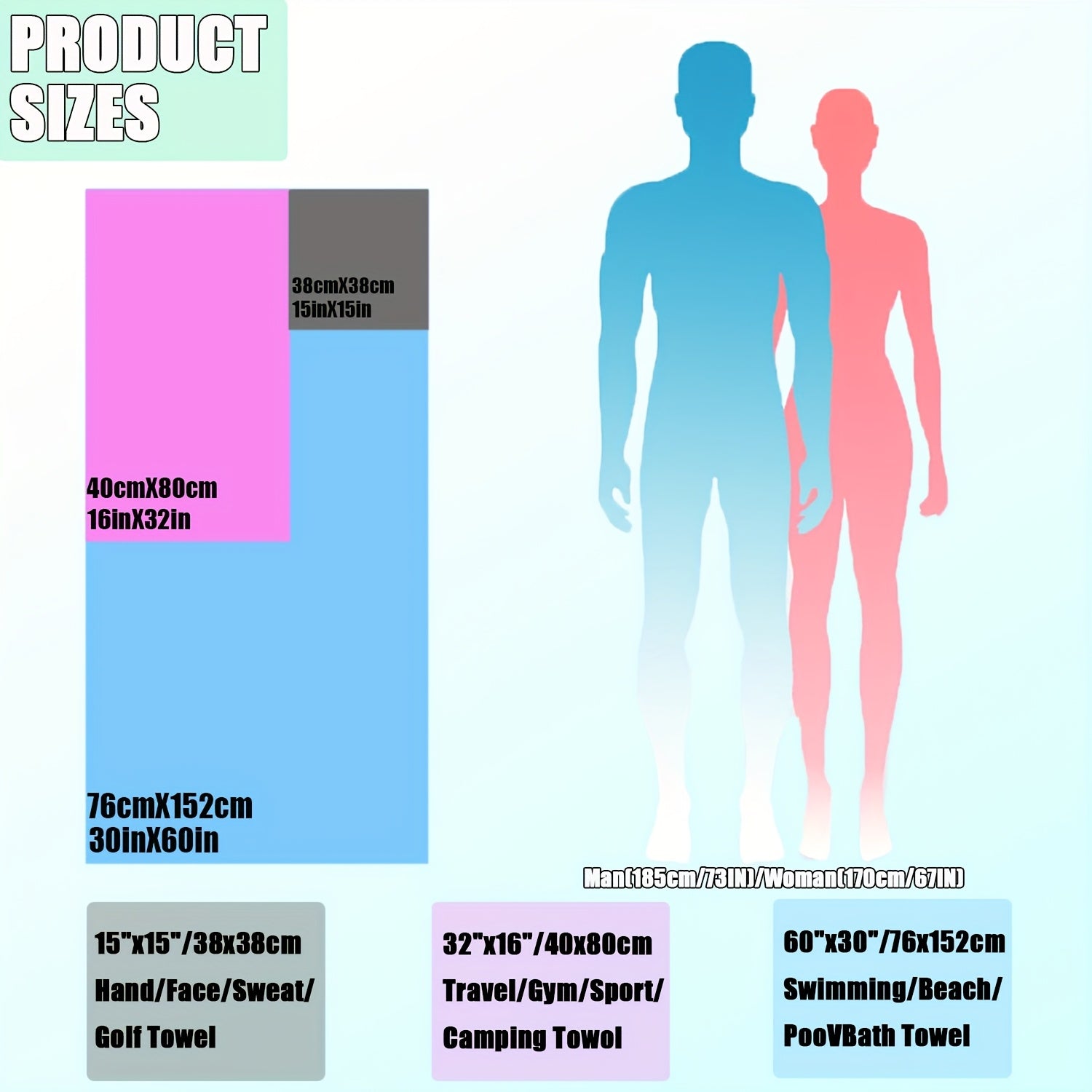 Microfiber Beach Towel with Pocket for Swimming Gym Yoga Outdoor Activities